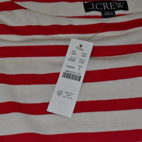J. Crew Cropped Striped Boatneck Long Sleeve Cotton Tee Size S - Picture 4 of 10
